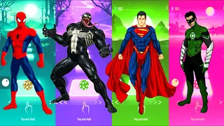 Spiderman 🆚 Venom 🆚 Superman 🆚 Green Lantern | Marvel Heroes 🆚 DC Heroes | Tiles Hop Fun Ball