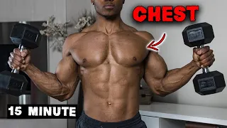 15 MINUTE DUMBBELL CHEST WORKOUT AT HOME | NO BENCH NEEDED!