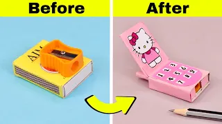 DIY Hello kitty sharpener box like phone with matchbox || How to make sharpener box with matchbox