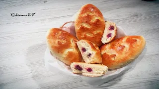 Нежные и воздушные булочки с вишней и творогом! Невероятно просто и вкусно! Пошаговый рецепт!