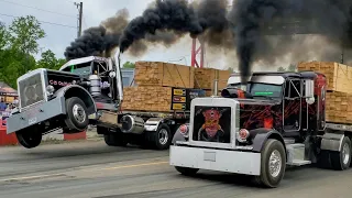 2024 Great Lakes Big Rig Challenge Loaded Uphill Semi Drag Racing. Onaway Michigan.