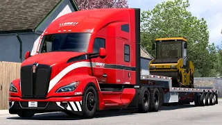 Kenworth T680 Hauling Road Roller - Scenic Road from Colorado Springs (CO) to Colby (KS)