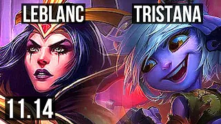 LEBLANC vs TRISTANA (MID) | 9/0/7, 1.8M mastery, 6 solo kills, Legendary | EUW Diamond | v11.14