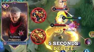 5 SECONDS DELETE! EASY WAY FOR WIN STREAK IN RANK GAMES! | YU ZHONG TOP GLOBAL