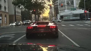 Lamborghini Aventador SV terrorizing Beverly Hills.