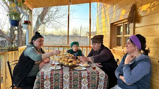Preparing Traditional Azerbaijani Sweets and Pilaf In Small Village Wood House