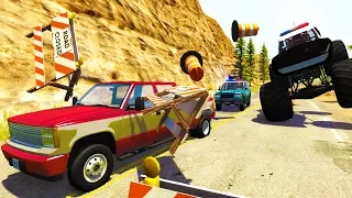 CRAZY CLIFF SIDE POLICE CHASES AND TAKEDOWNS! - BeamNG Drive Crash Test Compilation Gameplay