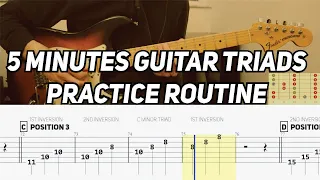 5 Minutes Guitar Triads Practice Routine (with TAB)