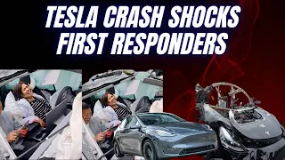 China shocked after Tesla Model Y flies through  the air, rolling over 7 times