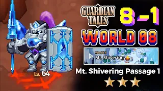 Guardian Tales World 8 Mt Shivering 8-1 Side quest - Mt Shivering Passage 1 - Full Guide Game play ⭐