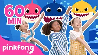 [4K] Dança com a Família de Dedos Tubarões | +Completo|Pinkfong, Bebê Tubarão! Canções para Crianças