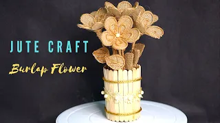 Easy burlap flower tutorial | Jute craft flower Decoration | Handmade Jute Flower | home decoration