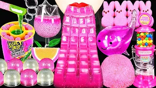 ASMR PINK DESSERTS *KEYBOARD JELLY, PEEPS, CANDY, FROG EGGS EATING SOUNDS, DRINKING SOUNDS 신기한 물먹방