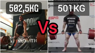 502,5kg Peso muerto ANÁLISIS y COMPARACIÓN de Mr.deadlift vs Hafthor