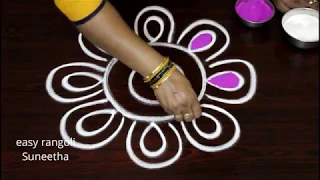 Beautiful  festival color kolam  ||  easy rangoli designs  || simple  muggulu designs