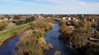 A search is underway for a student who jumped into the Calaveras River | Drone Video