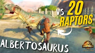 Pack of 30 Raptors vs Albertosaurus (T-REX's Smaller Brother) - Jurassic World Evolution 2