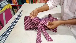 bow design blouse cutting and stitching || bow tie tutorial easy || how to make bow design in blouse