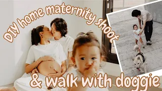 DAY IN THE LIFE VLOG // DIY pregnancy shoot at home // evening walk with doggie (Aisha Ba)