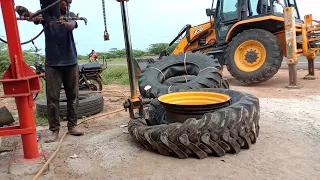 JCB 16.6.28 ( 2 ) New tyre fitting || Tyre open and fitting easy method