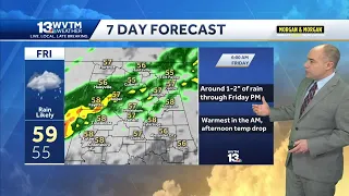 Warmer Thursday, but heavy rain at times on Friday