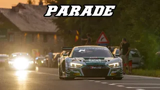 2019 24h of Spa presentation + parade - racecars on public roads (GT2, GT3, GT4)