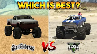 GTA 5 MONSTER TRUCK VS GTA SAN ANDREAS MONSTER TRUCK : WHICH IS BEST?
