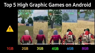 TOP 5 High Graphic Games Tested on Android 1GB Vs 2GB Vs 3GB Vs 4GB Vs 6GB Vs 8GB RAM!