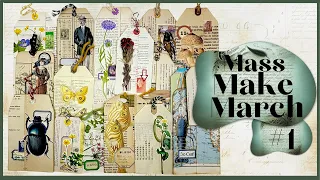 MASS MAKE MARCH #1 - BOOKPAGE TAGS WITH POCKETS - EASY BEGINNER TUTORIAL #papercraft #massmakemarch