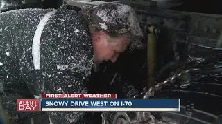 Snowy drive west on I-70