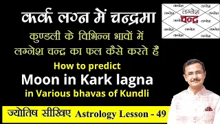 कर्क  लग्न में चन्द्रमा का प्रभाव किस भाव में कैसा होगा  Moon in different bhavas of cancer lagna