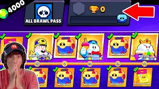 J'ACHETE TOUT LE BRAWLPASS SAISON 4 sur un COMPTE 0 TROPHEE PACK OPENING 4000 GEMMES Brawl Stars !