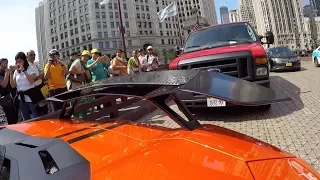 Lamborghini Aventador Loud Exhaust GoPro Peoples reaction in Chicago -5