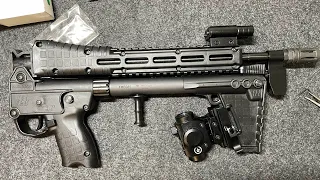 KelTec Sub 2000 upgrades- 45 degree rail, quick release rail, red dot, laser, flashlight - meme gun