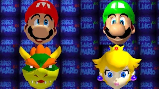 Super Mario 64 - Mario vs. Luigi vs. Peach vs. Bowser Full Game Race (HD)