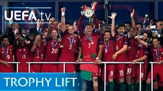 Ronaldo lifts the EURO trophy for Portugal