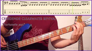 CREEDENCE (CCR) - "FORTUNATE SON" bass cover I How to play // level BEGINNER - with tabs + notation!