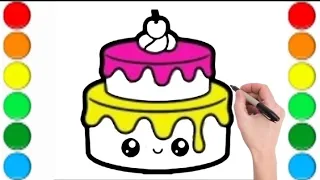 How to draw a cute Cake 🍰🎂 Easy Drawing for kids and toddlers #drawing #4kids