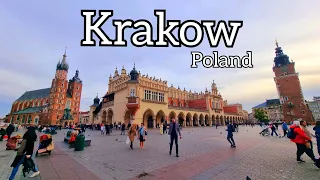 Krakow Walking Tour - Krakow Old Town Square and Basilica | 4K | Poland | City Life