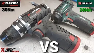 Comparison of 12V Parkside PERFORMANCE PBSPA 12 A1 drills vs Parkside PBSA 12 D4