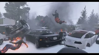 Winter car accidents are a deadly weather hazard. Multicar Pileup Caused by Fog, Snow and Ice.GTA 5