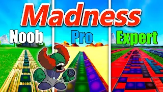 Madness - Friday Night Funkin' Tricky Mod Noob vs Pro vs Expert (Fortnite Music Blocks) - With Code