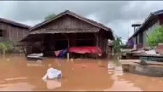 Monsoon flooding leaves homes submerged in Myanmar