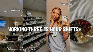 WORKING 3 12-HOUR SHIFTS | A DAY IN A LIFE OF A PATIENT CARE TECH + CNA 👩🏽‍⚕️🩺!! #nursingstudent