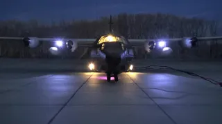 Lockheed C-130H Hercules start-up (night)