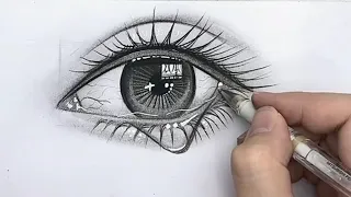 How to draw an eye with teardrop for Beginners - Easy Way To Draw A Realistic Eye | Step by Step