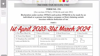 How to Fill Form 15G (in Hindi) - 1st April 2023 to 31st March 2024 | PF Withdrawal | Save TDS