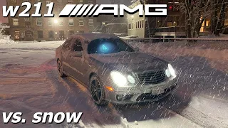 W211 AMG E63 VS BLIZZARD - Snow Storm (All Season tires)