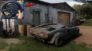 Rebuilding Lamborghini Countach - Forza Horizon 5 (Steering Wheel + Shifter) Gameplay