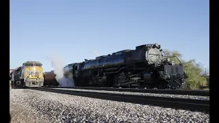 A monster stack train passes the UP 4014 at Casa Grande, AZ  17 Oct 2019